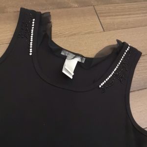 Cotton tank top with studs and beads